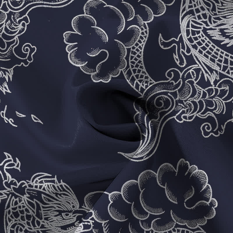 Buddha Stones Vintage Floral Scroll Pattern Buttons Breathable Men's Short Sleeve Shirt - image 4