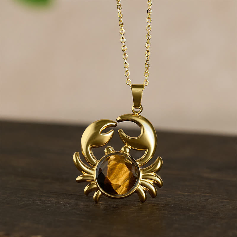 Buddha Stones Gold Plated Amethyst Crab  Inner Peace Necklace - image 10