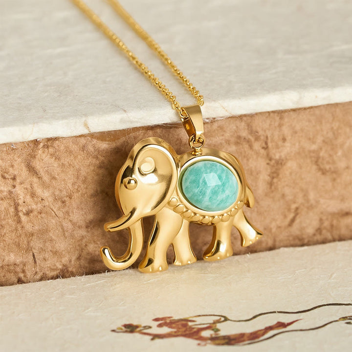 Buddha Stones Gold Plated Tiger Eye Elephant Protection Necklace - image 15