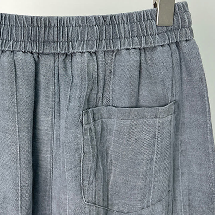 Buddha Stones Summer Casual Drawstring Solid Elastic Waist Men's Shorts With Pockets - image 7