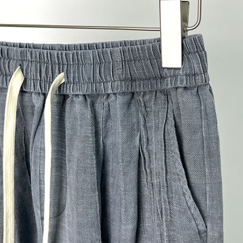 Buddha Stones Summer Casual Drawstring Solid Elastic Waist Men's Shorts With Pockets - image 8