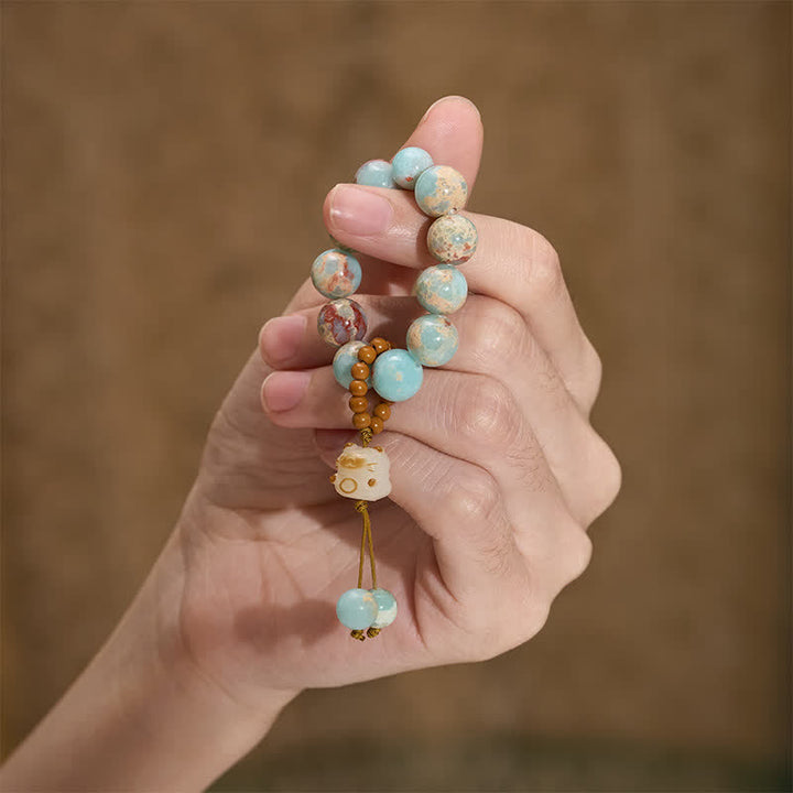 Buddha Stones Shoushan Stone Charcoal-Grilled Cat Luck Tactile Meditation Beads Decorations - image 6
