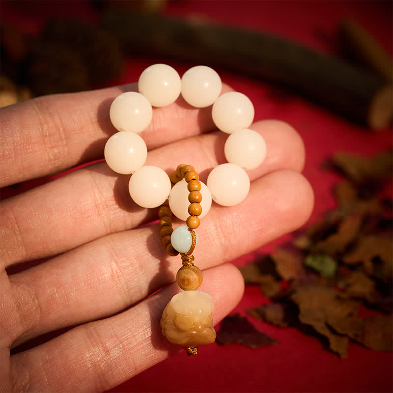 Buddha Stones Vajra Seed Charcoal-Grilled Bodhi Lion Pendant Strength Tactile Meditation Beads Decorations - White Bodhi Seed(Purity ♥ Meditation) - image 4