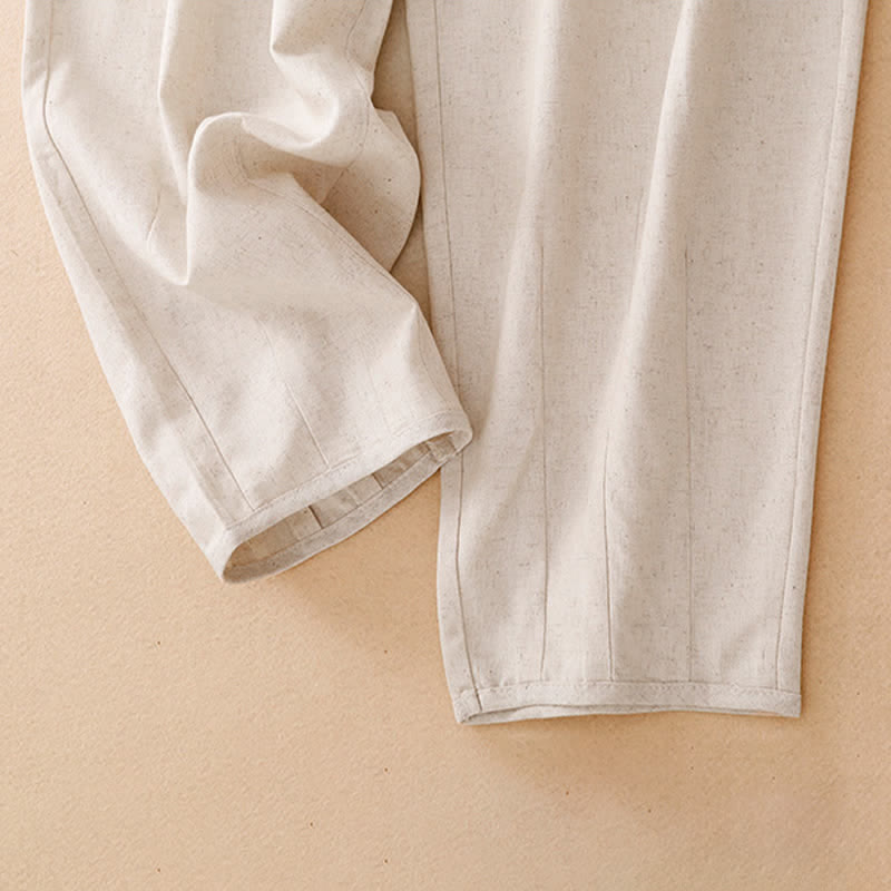 Buddha Stones Summer Casual Minimalist Drawstring Solid Cropped Pants Women's Tapered Pants With Pocket - image 6