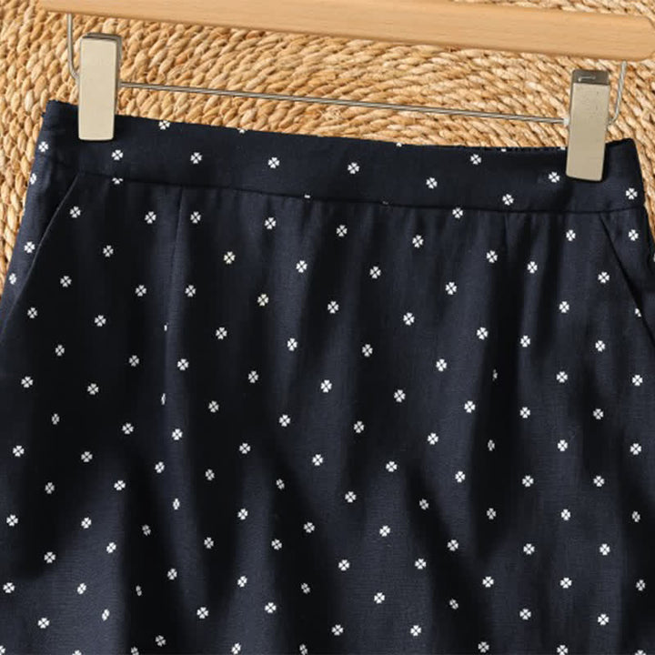 Buddha Stones Summer Casual Vintage Polka Dot Women's Skirts With Pockets - image 7