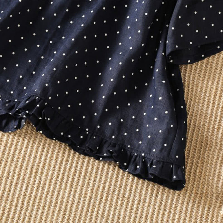 Buddha Stones Summer Casual Polka Dot Ruffled Hem Women's Short Sleeve T-Shirts - image 9