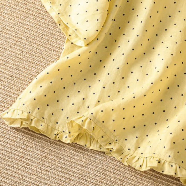 Buddha Stones Summer Casual Polka Dot Ruffled Hem Women's Short Sleeve T-Shirts - image 3