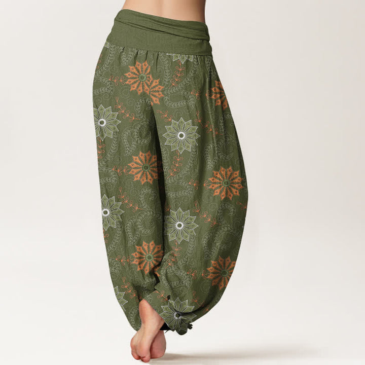 Buddha Stones Cotton Bohemian Mandala Vine Pattern Women's Elastic Waist Harem Pants - image 10