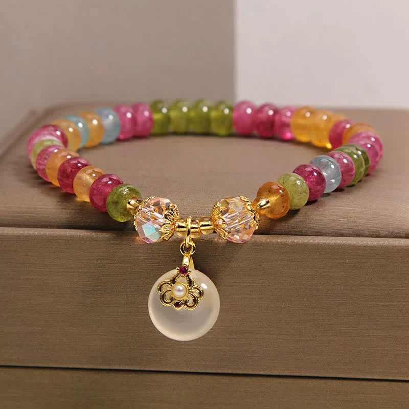 Buddha Stones Natural Multicolor Tourmaline Chalcedony Wisdom Bracelet - image 1