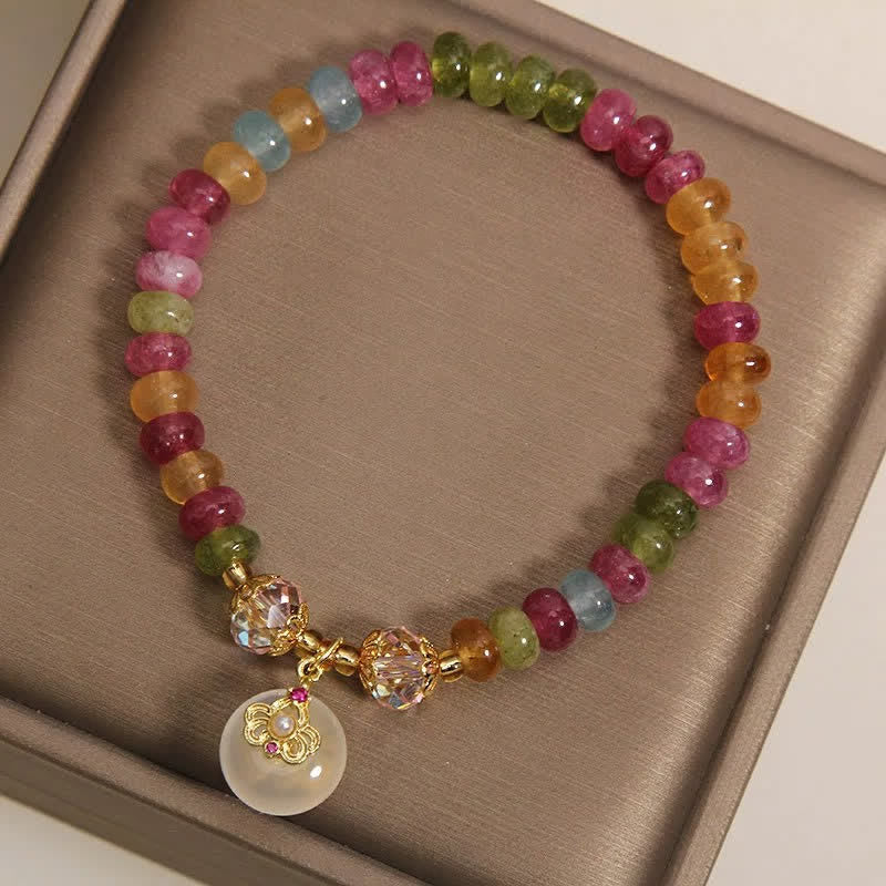 Buddha Stones Natural Multicolor Tourmaline Chalcedony Wisdom Bracelet - image 7