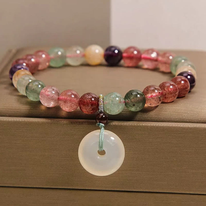 Buddha Stones Strawberry Quartz Chalcedony Peace Buckle Love Bracelet - Strawberry Quartz(Love ♥ Healing) - image 0