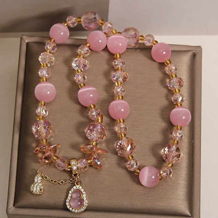 Buddha Stones Cat's Eye Gourd Pendant Double Layer Beaded Bracelet - image 2