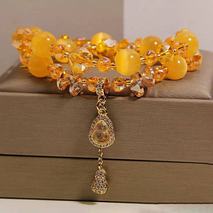 Buddha Stones Cat's Eye Gourd Pendant Double Layer Beaded Bracelet - image 7