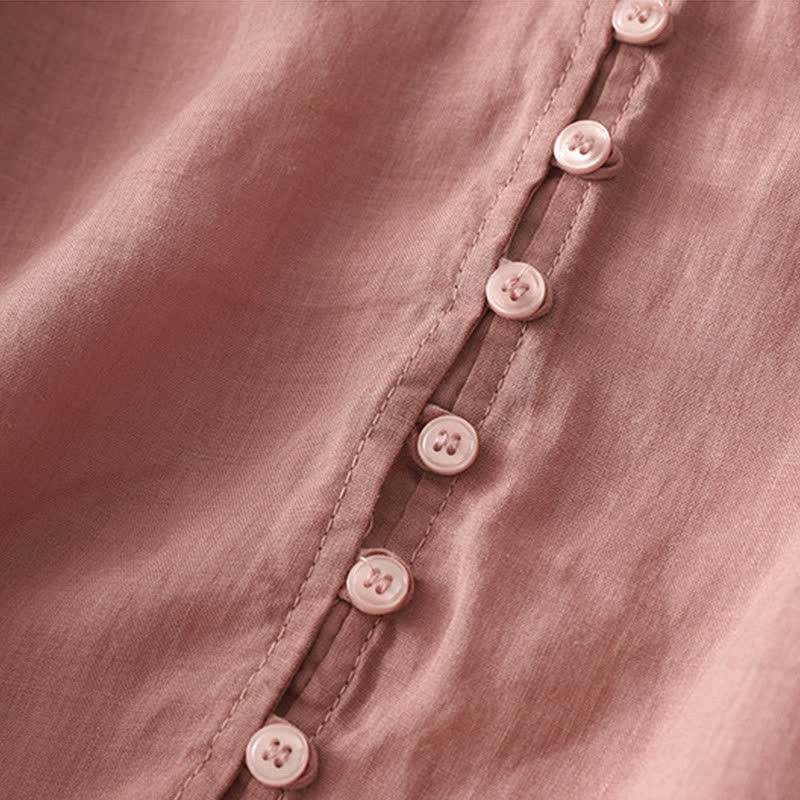 Buddha Stones Embroidery Button-down Women's Shirt - image 25
