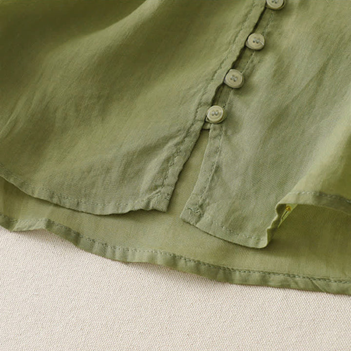 Buddha Stones Embroidery Button-down Women's Shirt - image 4