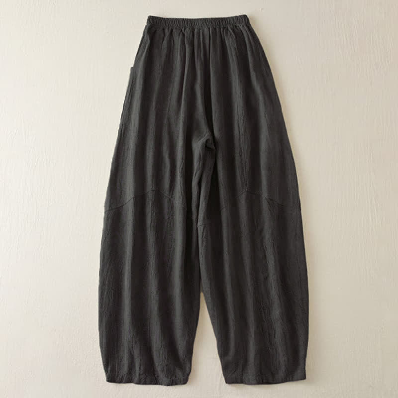 Buddha Stones Casual Loose Straight Leg 7-8 Length Cropped Pants Women's Harem Pants With Pockets - image 8
