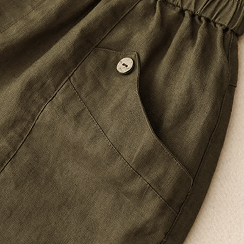 Buddha Stones Summer Casual Buttons Plain Women's Shorts With Pockets - image 17