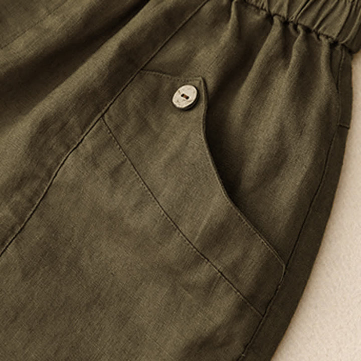 Buddha Stones Summer Casual Buttons Plain Women's Shorts With Pockets - image 17