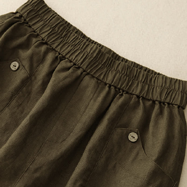 Buddha Stones Summer Casual Buttons Plain Women's Shorts With Pockets - image 15