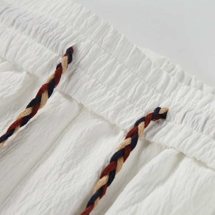 Buddha Stones Summer Casual Tang Style Embroidery Crane Auspicious Clouds Men's Shorts With Pockets - image 9