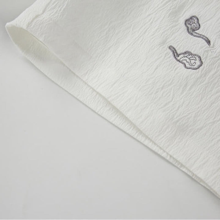 Buddha Stones Summer Casual Tang Style Embroidery Crane Auspicious Clouds Men's Shorts With Pockets - image 16