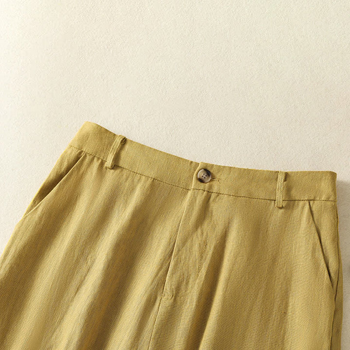 Buddha Stones Summer Casual Minimalist Button-Up Zipper Solid Ankle Pants Women's Wide Leg Pants With Pockets - image 2
