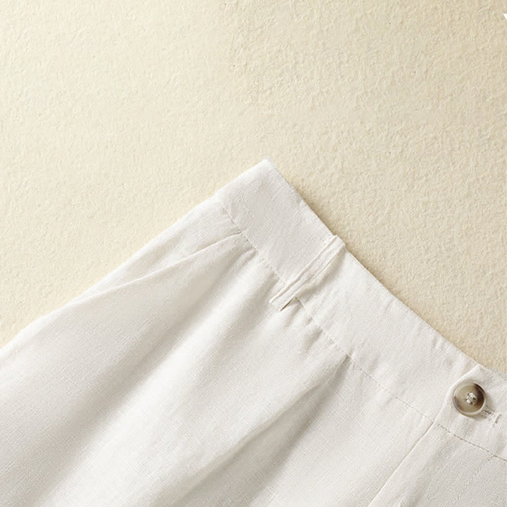 Buddha Stones Summer Casual Minimalist Button-Up Zipper Solid Ankle Pants Women's Wide Leg Pants With Pockets - image 10
