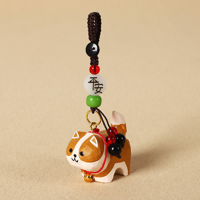 Buddha Stones Carved Wood Dog Om Mani Padme Hum Peace Keychains - Peaceful Akita Inu - image 11