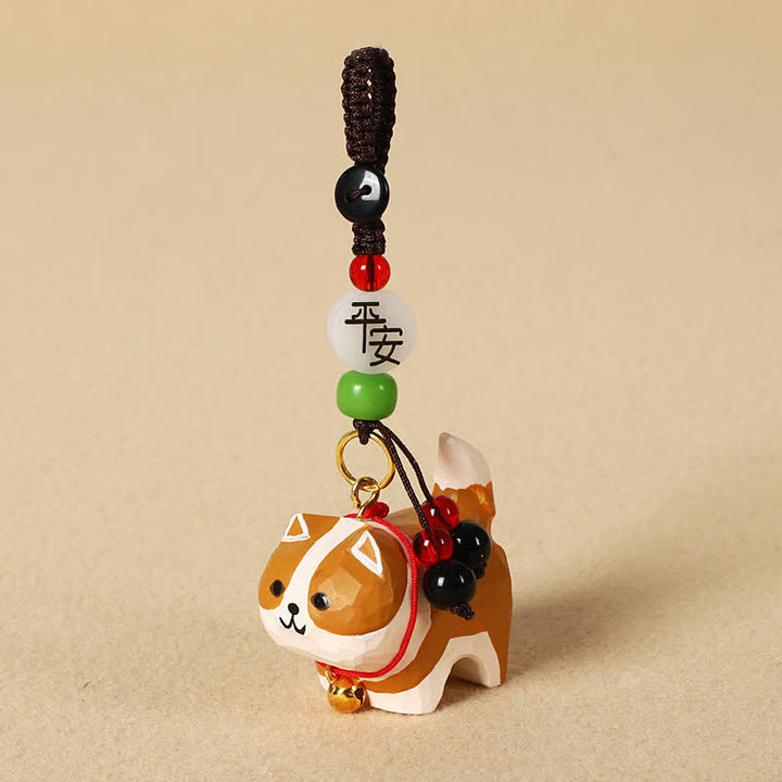 Buddha Stones Carved Wood Dog Om Mani Padme Hum Peace Keychains - Peaceful Akita Inu - image 11