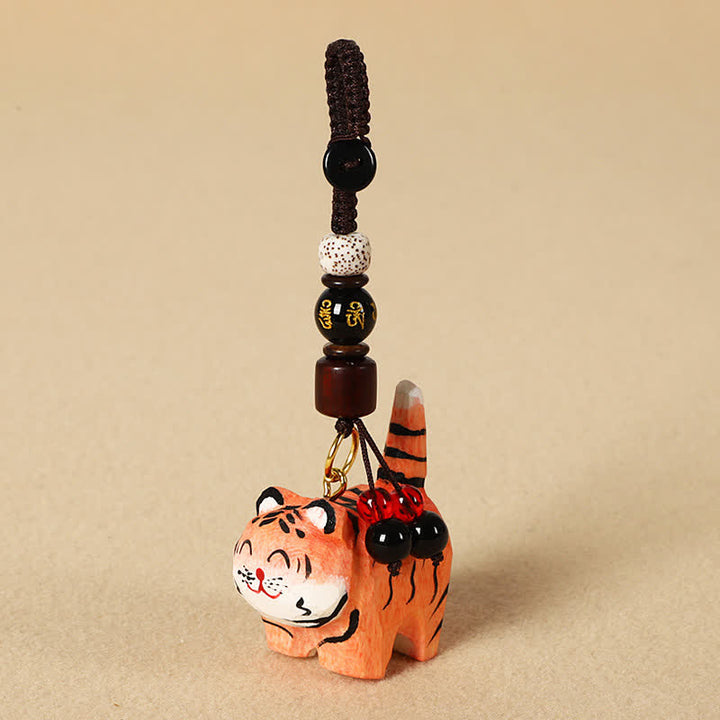 Buddha Stones Carved Wood Tiger Om Mani Padme Hum Focus Keychains - Om Mani Padme Hum Tiger - image 3