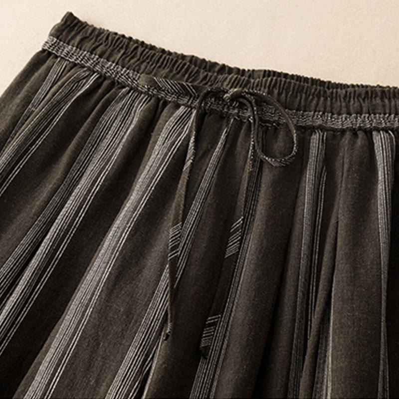 Buddha Stones Summer Casual Minimalist Drawstring Striped Long Pants Women's Wide Leg Pants With Pocket - image 2