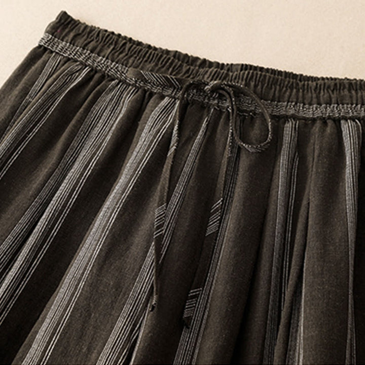Buddha Stones Summer Casual Minimalist Drawstring Striped Long Pants Women's Wide Leg Pants With Pocket - image 2