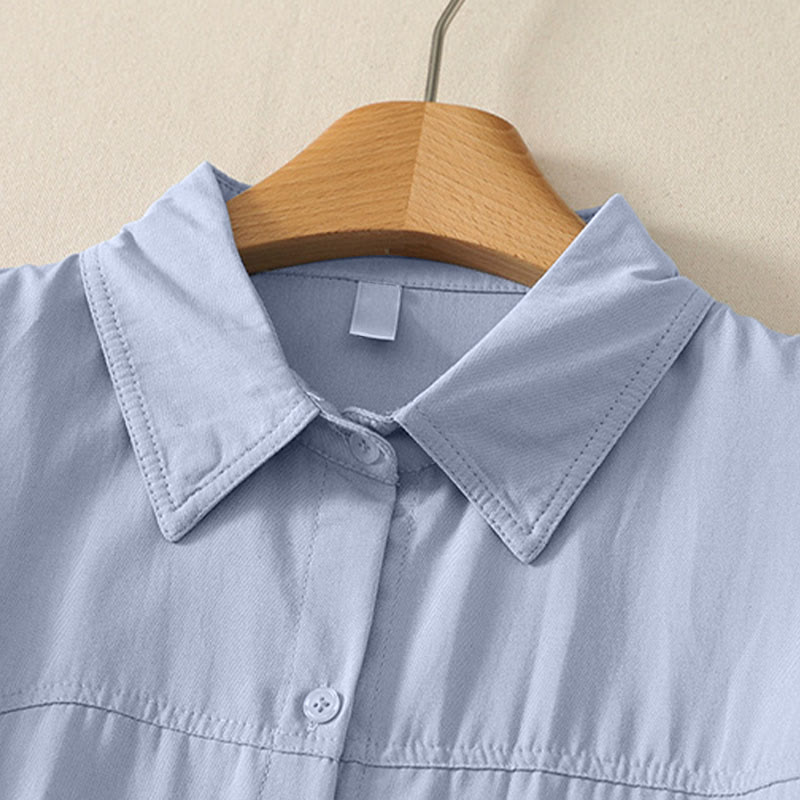 Buddha Stones Summer Casual Minimalist Button-Up Solid Women's Short Sleeve Shirts - image 1