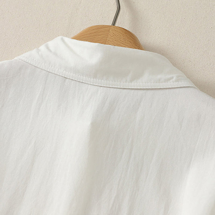 Buddha Stones Summer Casual Minimalist Button-Up Solid Women's Short Sleeve Shirts - image 7