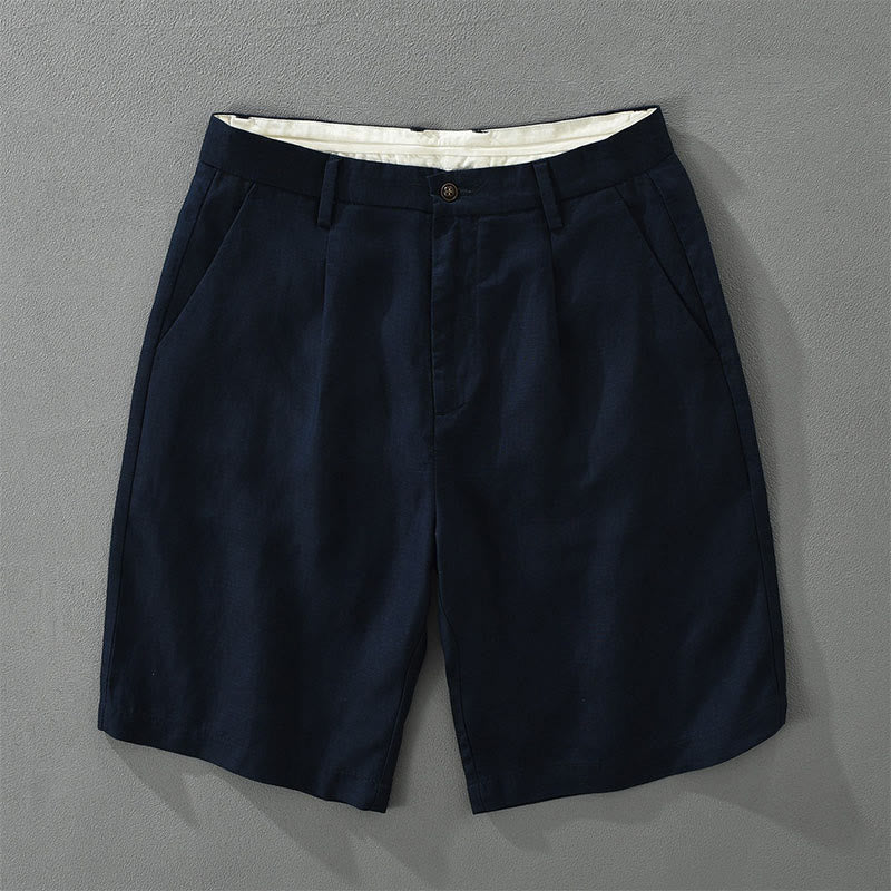 Buddha Stones Summer Casual Minimalist Wide Leg Solid Zipper Men's Shorts With Pocket - Navy - US/UK/AU42，EU52 (3XL) - image 1