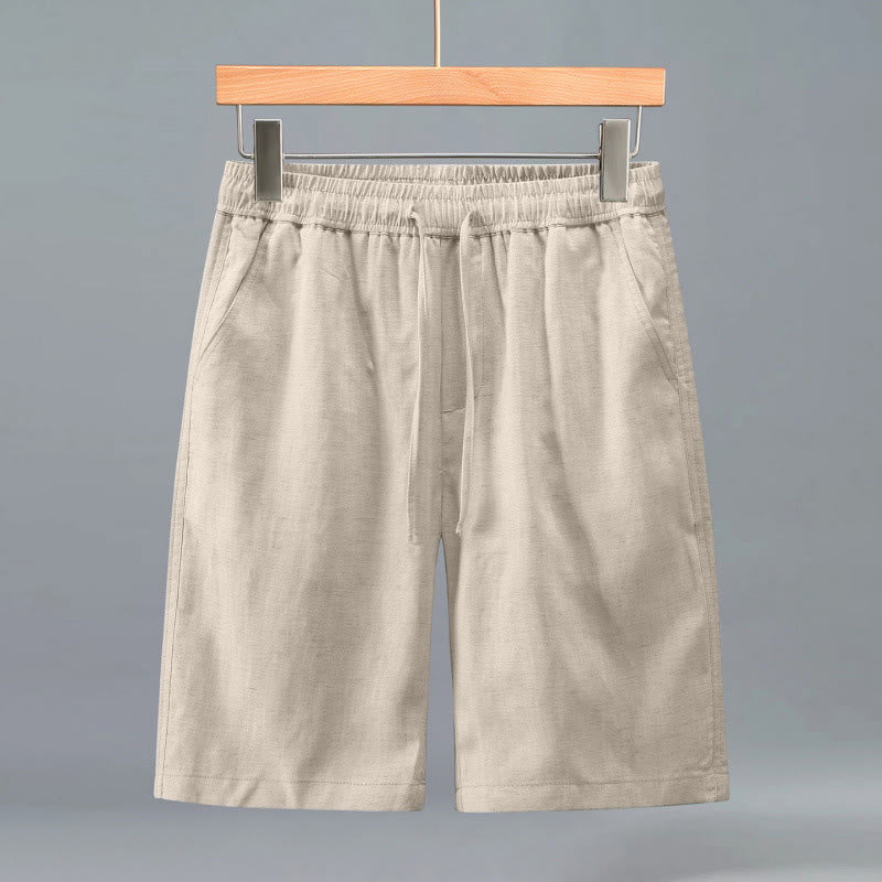 Buddha Stones Summer Casual Minimalist Drawstring Solid Men's Shorts With Pocket - Linen - US/UK/AU42，EU52 (3XL) - image 0