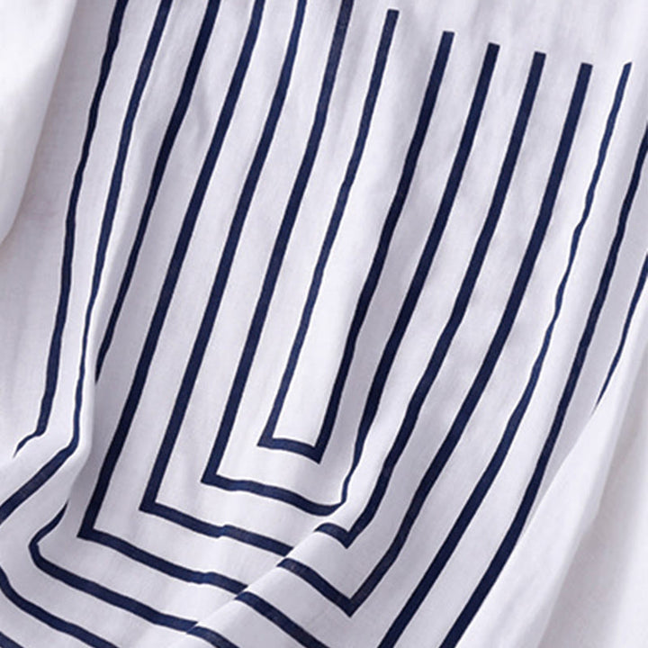 Buddha Stones Casual Line Printing Pattern Short Sleeve Cotton Linen Women's T-Shirt - image 14