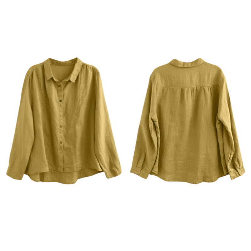 Buddha Stones Spring Embroidery Long Sleeve Colorful Button Label  Women's Shirt - image 4