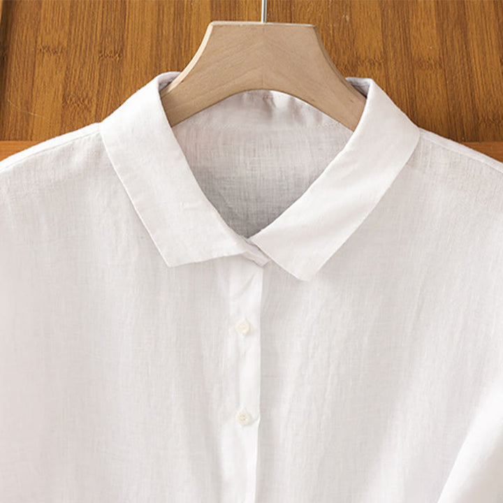 Buddha Stones Summer Plain Color Button Short Sleeve Women's Shirt - image 9