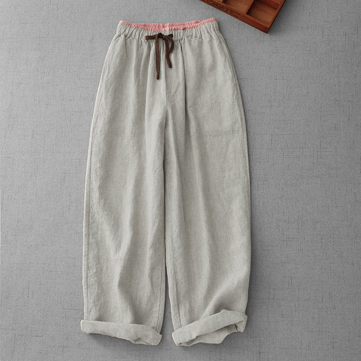 Buddha Stones Casual Daily Drawstring Simple Design Women's Pants With Pockets - Beige - US8-10，UK/AU12-14，EU40-42 (2XL) - image 0