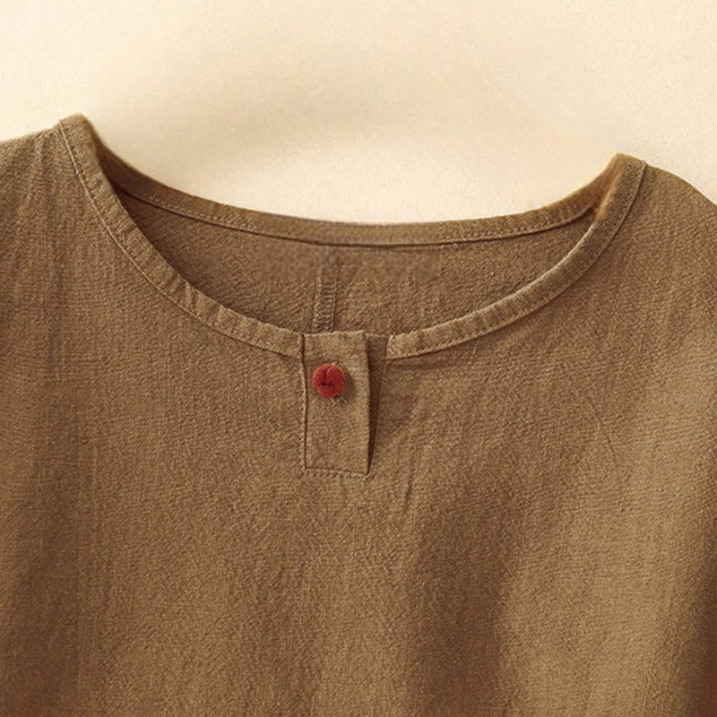 Buddha Stones Casual Plain  Women's Crew Neck Design Loose Half Sleeve T-shirt - image 21