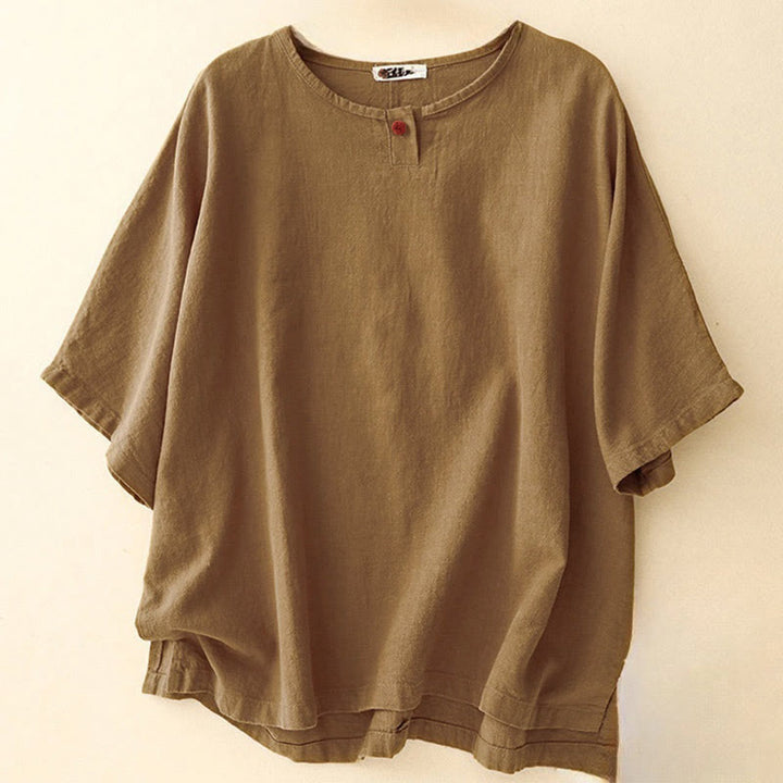 Buddha Stones Casual Plain  Women's Crew Neck Design Loose Half Sleeve T-shirt - DarkGoldenrod - US12，UK/AU16，EU44 (2XL) - image 13