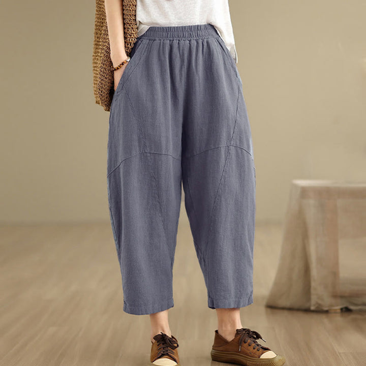 Buddha Stones Spring 7-8 Length Solid Color Women's Harem Pants With Pockets - image 13