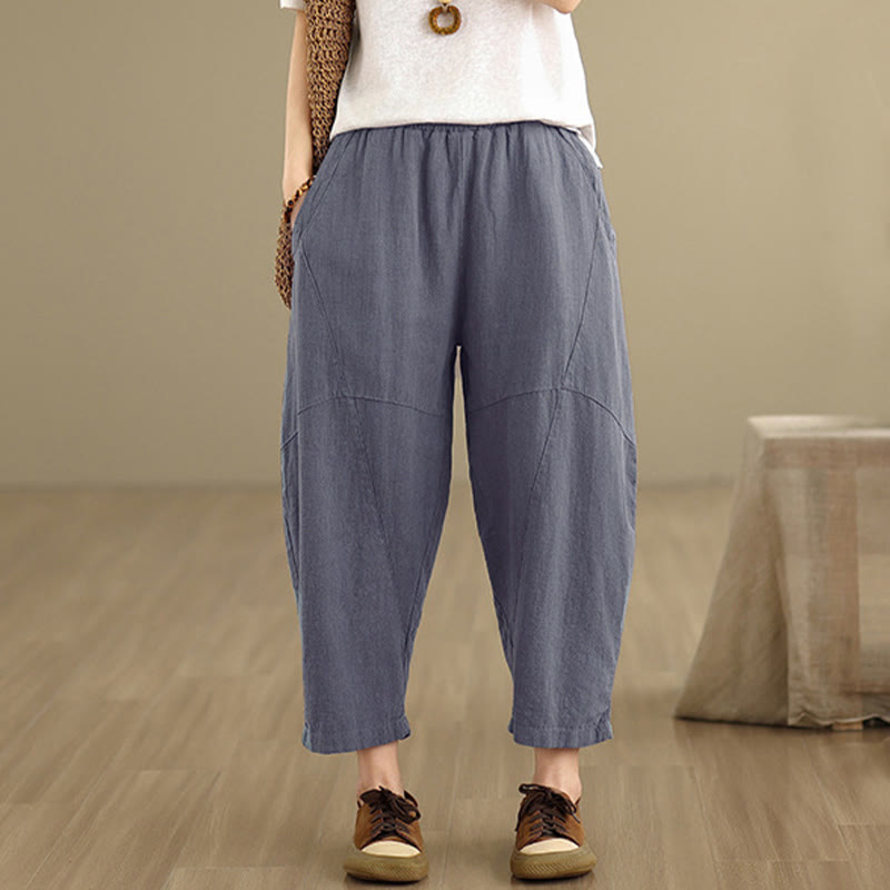 Buddha Stones Spring 7-8 Length Solid Color Women's Harem Pants With Pockets - image 10