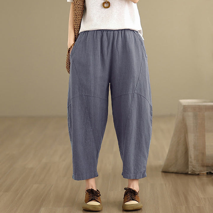 Buddha Stones Spring 7-8 Length Solid Color Women's Harem Pants With Pockets - image 10