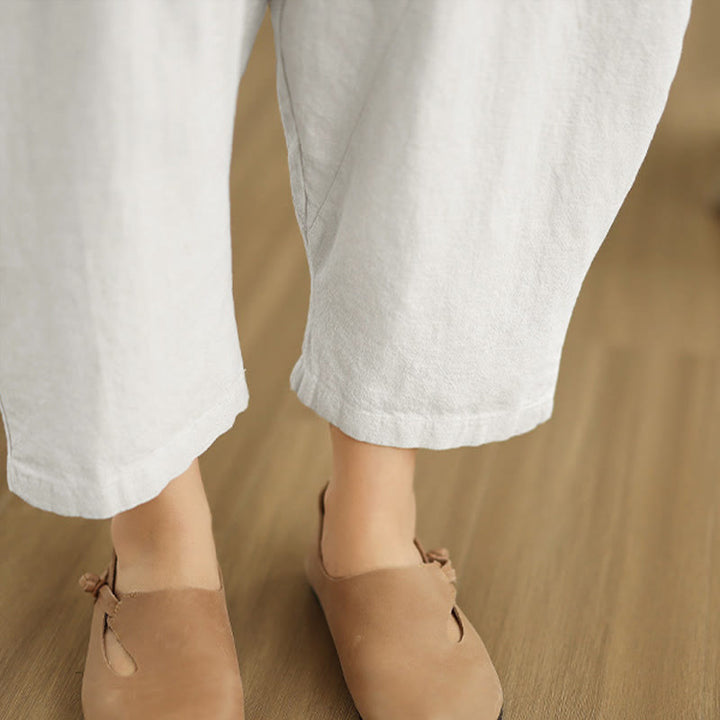 Buddha Stones Spring 7-8 Length Solid Color Women's Harem Pants With Pockets - image 28