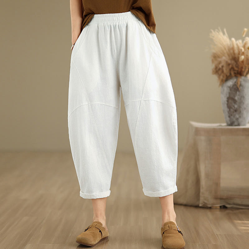 Buddha Stones Spring 7-8 Length Solid Color Women's Harem Pants With Pockets - image 22