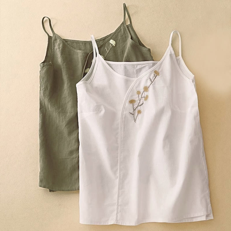 Buddha Stones Ethnic Embroidery Asymmetrical Design Women's Sleeveless Vest - image 10