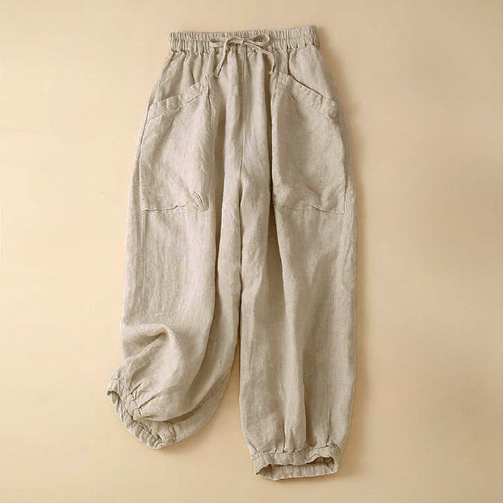 Buddha Stones Commute Women's Plain Harem Capri Pants With Pockets - Beige - US8-10，UK/AU12-14，EU40-42 (2XL) - image 11