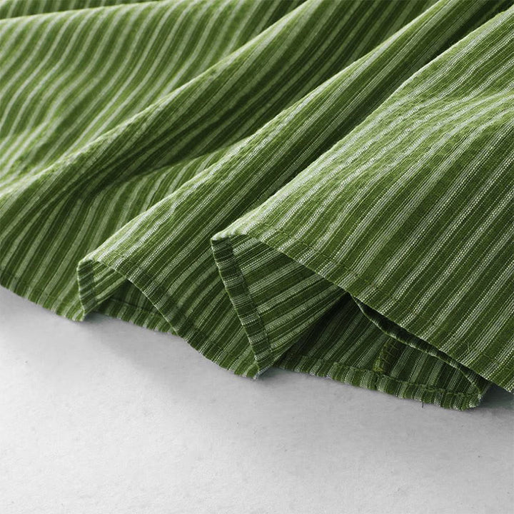Buddha Stones Summer Casual Elegant Green Striped Crew Neck Women's Summer Sleeveless Dress - image 9
